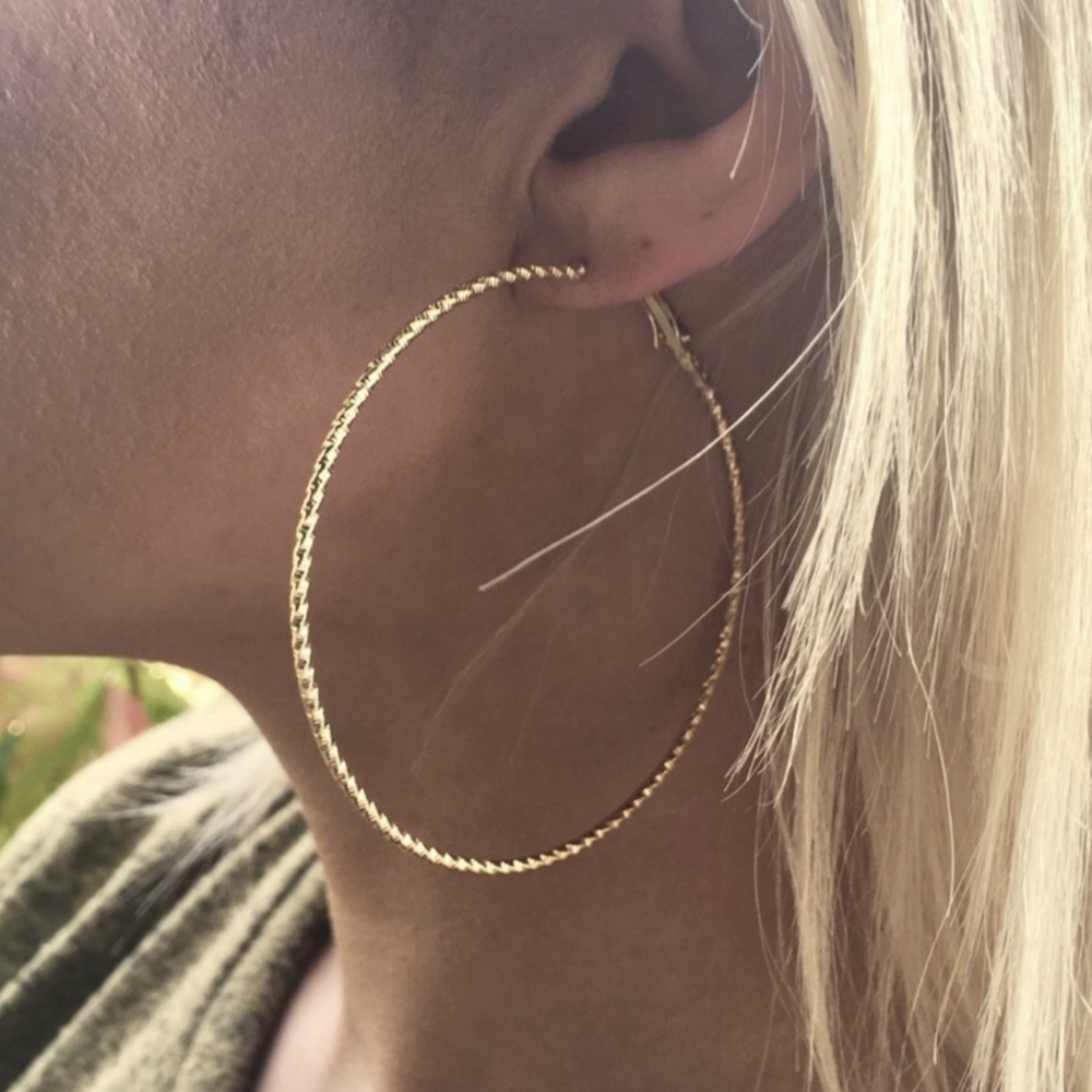Gold Hoop Earrings - Picture 3 of 3